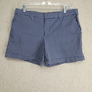 Tommy Hilfiger Shorts Womens 10 Navy White Gingham Stretch Chino Casual Pockets